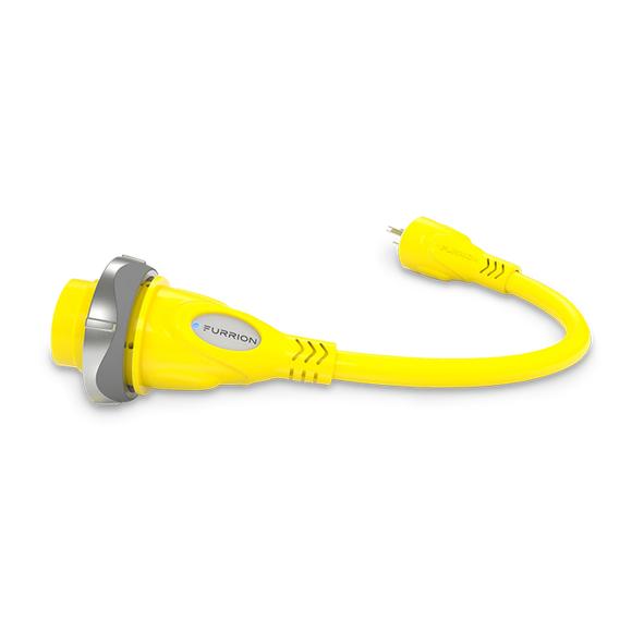 Furrion Pigtail Adapter - 50A 125/250V Connector to 15A Plug, Yellow #FP5515-SY