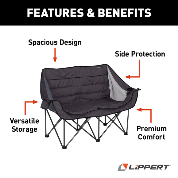 Lippert Comfort Series Double Wide Padded Sofa - Dark Grey