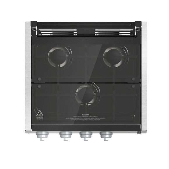 Furrion 3-Burner Gas RV Cooktop with Glass Cover - 20" Black, Rocker Switch #FGHWCLDA-BL