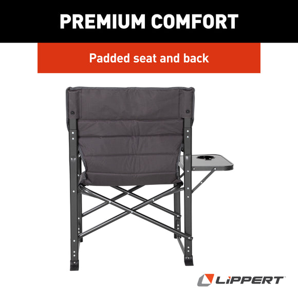 Lippert Scout Directors Chair w/ Side Table - Dark Grey