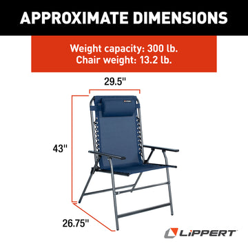 Lippert XL All Weather Mesh Bungee Deck Chair - Navy - hover