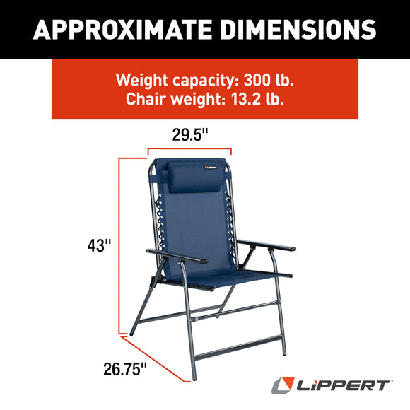 Lippert XL All Weather Mesh Bungee Deck Chair - Navy