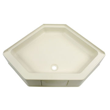 Neo Angle Shower Pan with Center Drain and 9.5" Apron; 34" x 34" (Parchment)