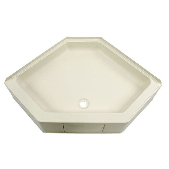 Neo Angle Shower Pan with Center Drain and 9.5" Apron; 34" x 34" (Parchment)