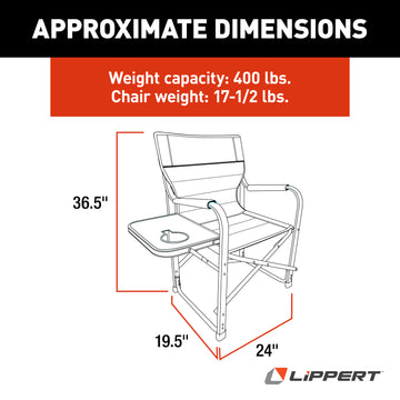 Lippert Scout Directors Chair w/ Side Table - Dark Grey - hover