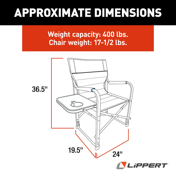 Lippert Scout Directors Chair w/ Side Table - Dark Grey