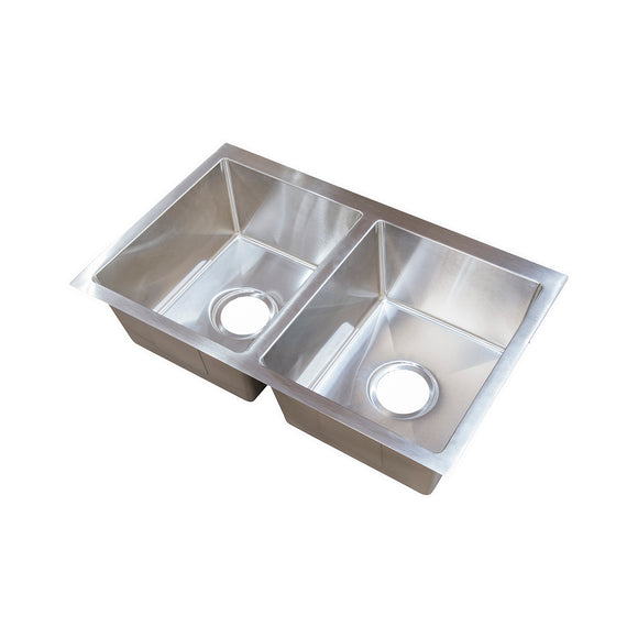 Double Square Sink; 27" x 16" x 7" (Stainless Steel)