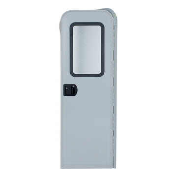 Right Hinge RV Radius Entry Door with Screen Door - 26" X 72" (Polar White, Black Window Frame)