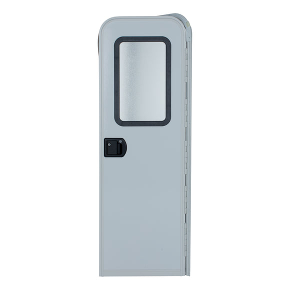 Right Hinge RV Radius Entry Door with Screen Door - 24" X 72" (Polar White, Black Window Frame)