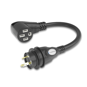 Furrion Pigtail Adapter - 50A Connector to 30A Plug, Black #FP5230R-SB