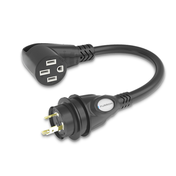 Furrion Pigtail Adapter - 50A Connector to 30A Plug, Black #FP5230R-SB