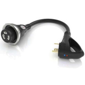 Furrion Pigtail Adapter - 30A Connector to 30A Plug, Black #FP3030R-SB