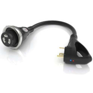 Furrion Pigtail Adapter - 30A Connector to 30A Plug, Black #FP3030R-SB