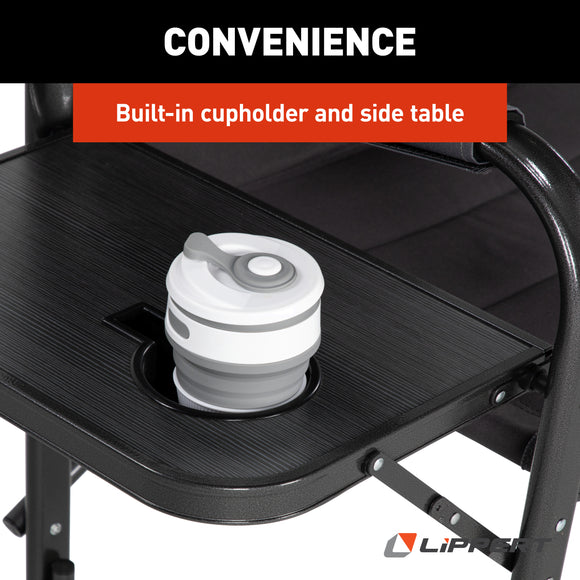 Lippert Scout Directors Chair w/ Side Table - Dark Grey