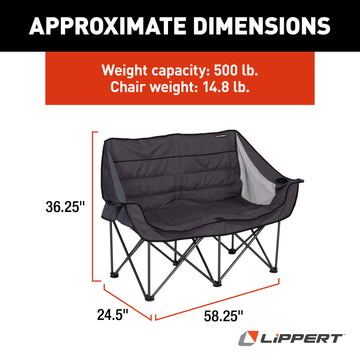 Lippert Comfort Series Double Wide Padded Sofa - Dark Grey - hover