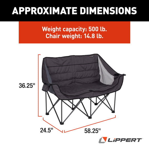 Lippert Comfort Series Double Wide Padded Sofa - Dark Grey