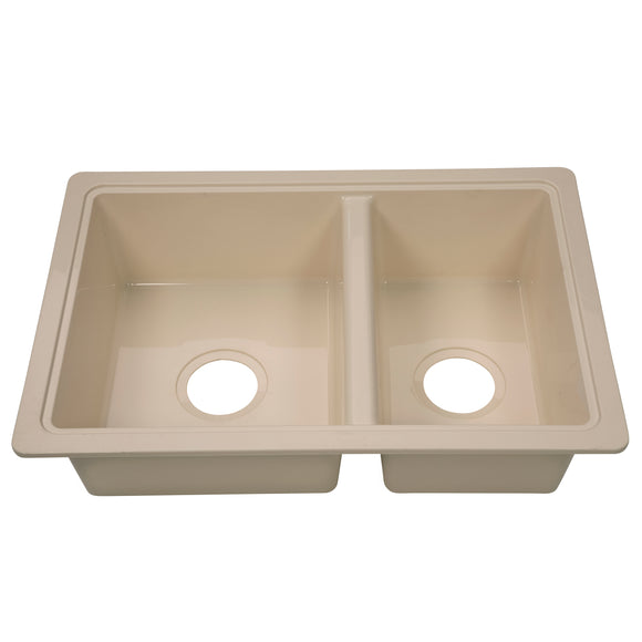 Lippert RV Double Kitchen Galley Sink - 25" x 17" x 6.6"